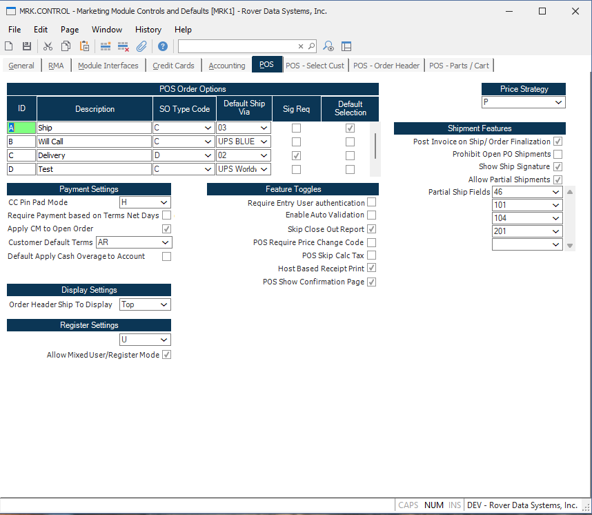 Point of Sale Tab