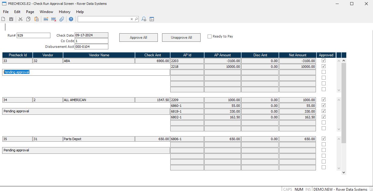 Prechecks Pending E2 