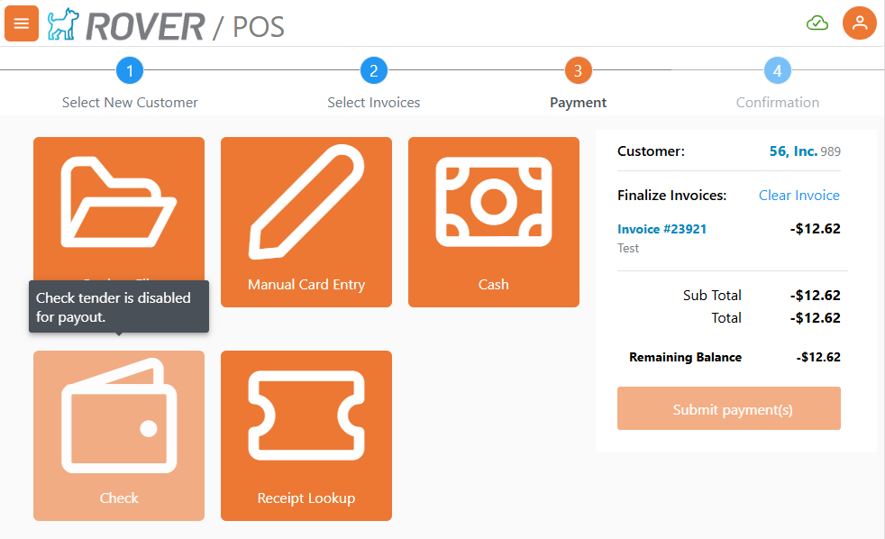 Check Disabled For Payout