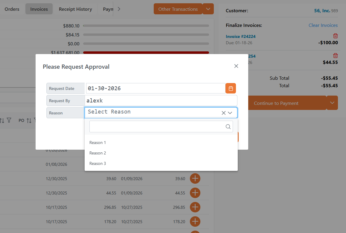 approval request dynamic form
