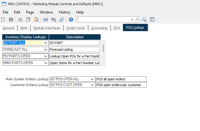 MRK Control Orders Lookups