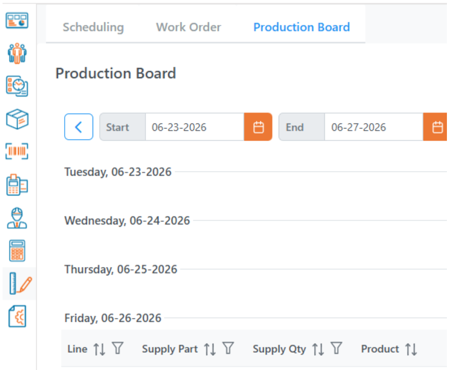 Day Name on Production Board