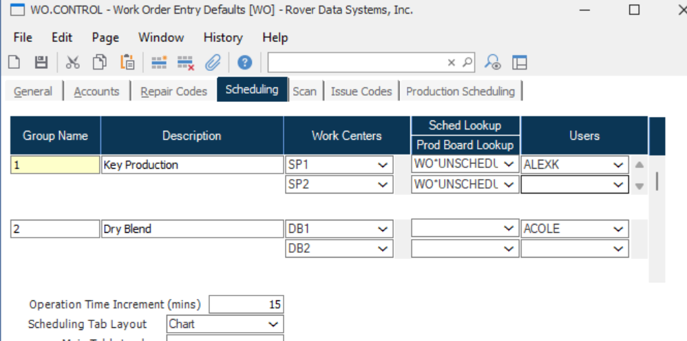 Scheduling Groups in WO.CONTROL