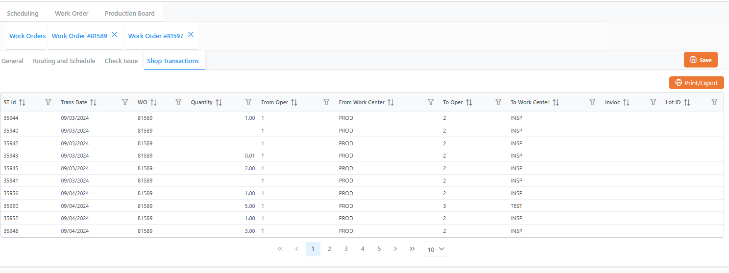 Work Order Lookup Export