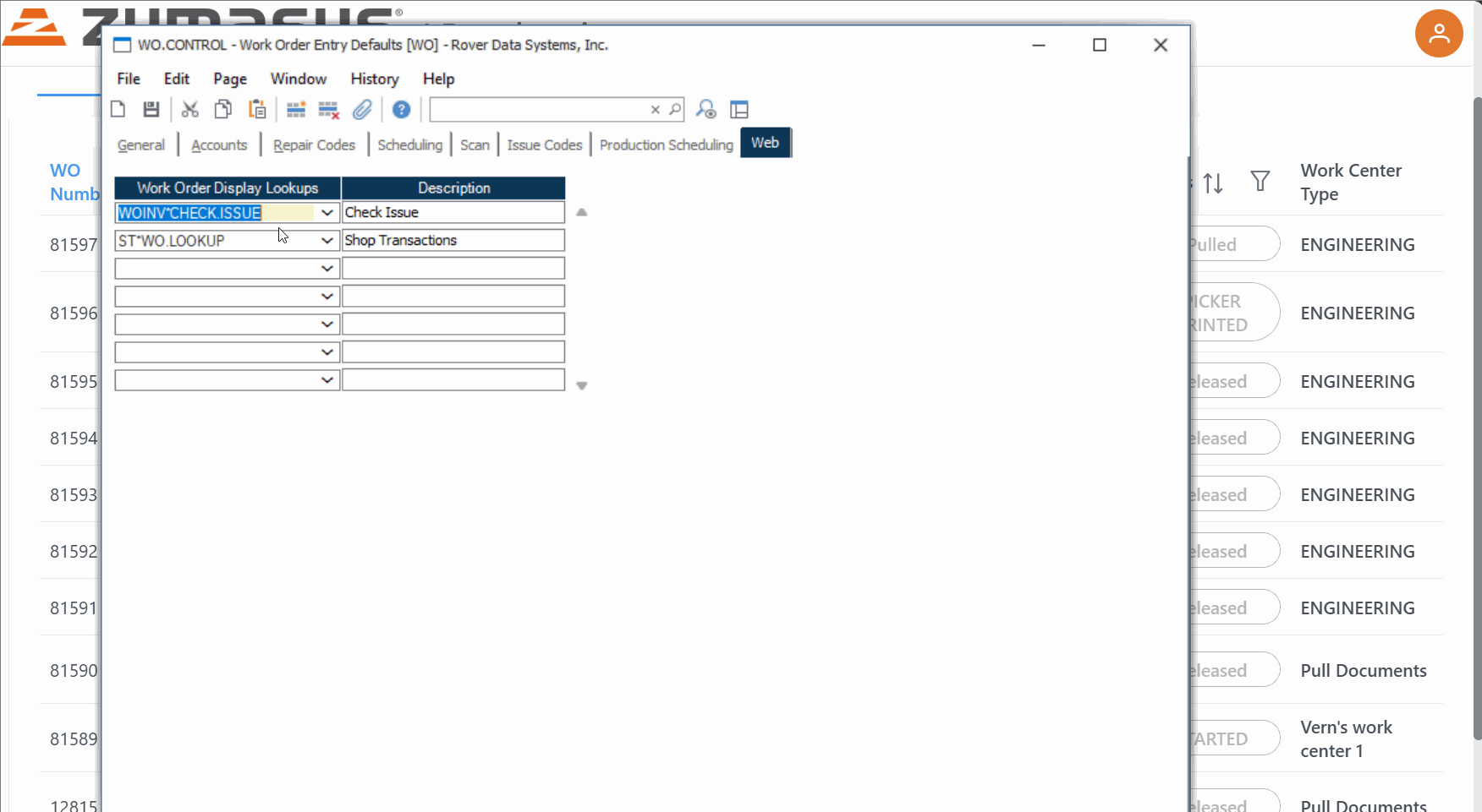 Work Order Details Lookups